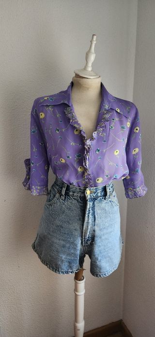 Blusa vintage lila floral