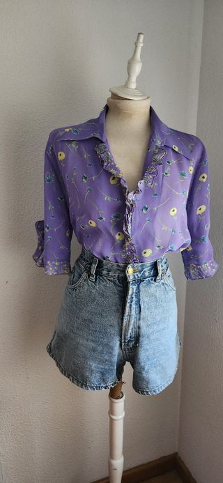 Blusa vintage lila floral