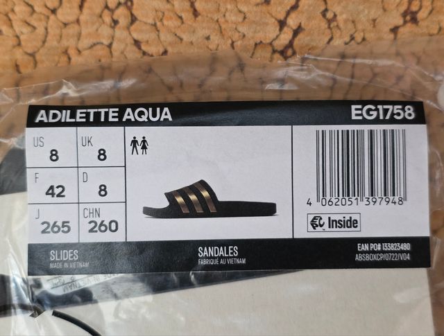 Chanclas Adidas Adilette Aqua n42 Black Gold