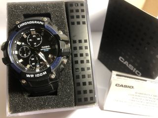 Reloj Casio Chronograph - Negro/Azul Sumergible 