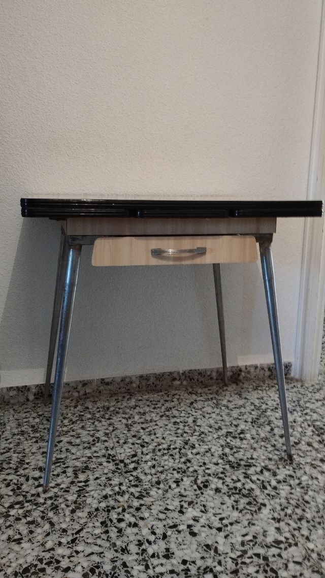 Mesa vintage cocina - Madera y metal