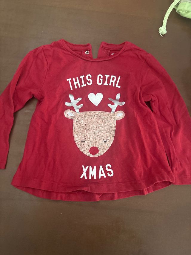 Camiseta Navidad niña - Talla 18 meses