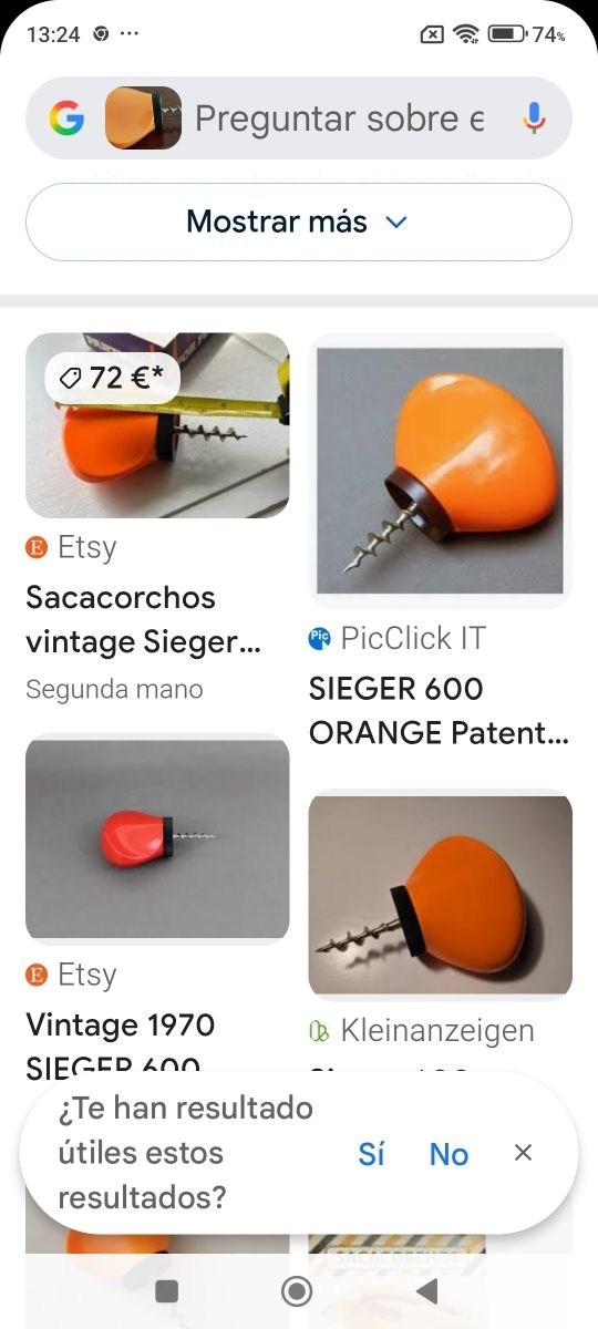 Sacacorchos vintage Sieger 600 naranja