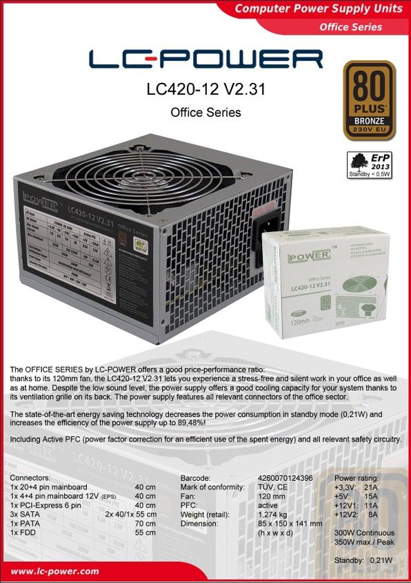 Alimentatore 350w LC-POWER LC420-12 V2.31
