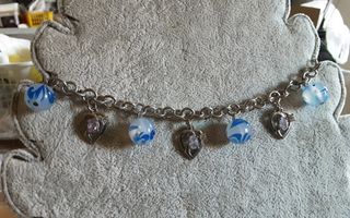 Bracciale charms vetro blu e argento