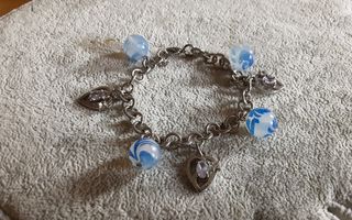 Bracciale charms vetro blu e argento