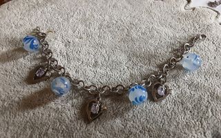 Bracciale charms vetro blu e argento