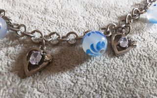Bracciale charms vetro blu e argento