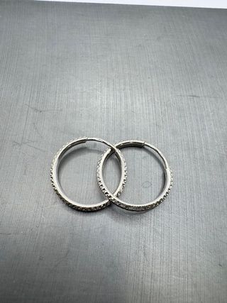 PENDIENTES AROS BRILLOS ORO BLANCO 18K