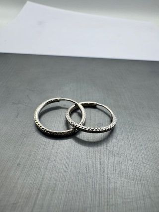 PENDIENTES AROS BRILLOS ORO BLANCO 18K