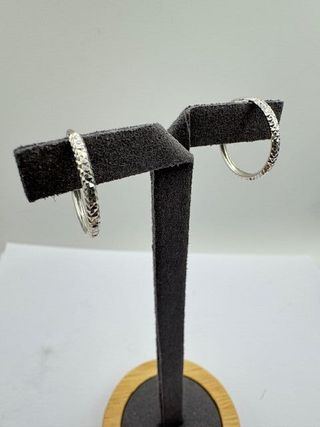 PENDIENTES AROS BRILLOS ORO BLANCO 18K