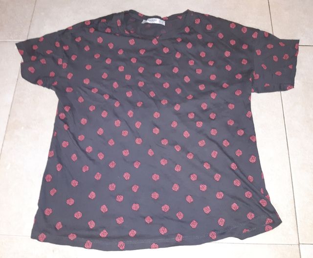 Camiseta Mango Basics flores tS gris carbón