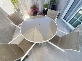 Mesa redonda terraza + 6 sillones