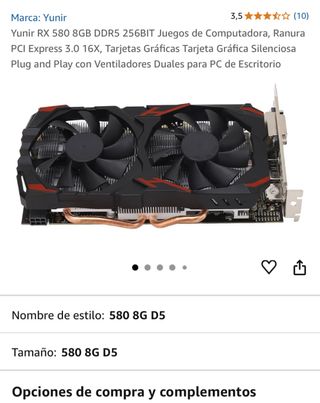Yunir RX580 8GB - Tarjeta gráfica