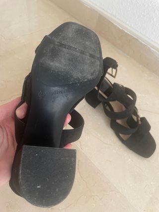Sandalias tacón negro mujer