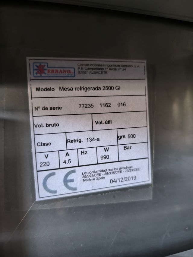 Mesa fría ingredientes - 11 cubetas.