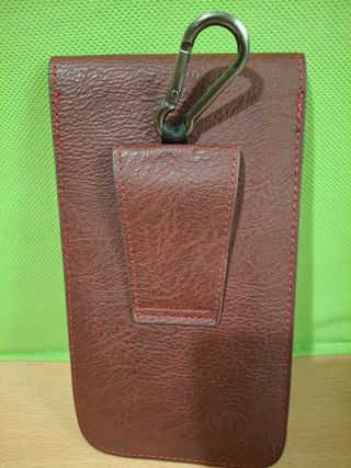 Cartera piel para 1 ó 2 móviles- Granate. Sin usar