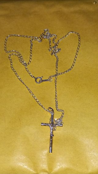 Cadena 60cm y cruz Cristo plata de ley 