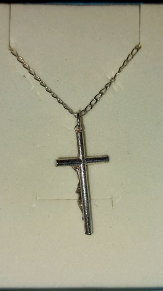 Cadena 60cm y cruz Cristo plata de ley 
