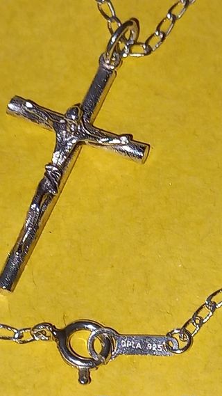 Cadena 60cm y cruz Cristo plata de ley 