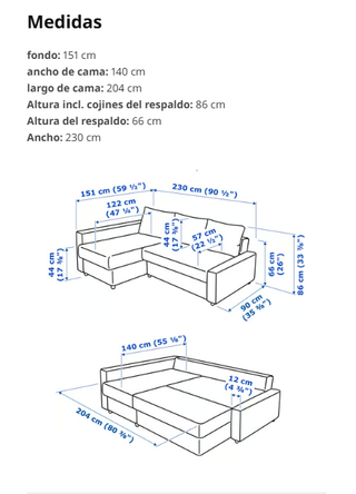 Sofá cama Ikea FRIHETEN blanco