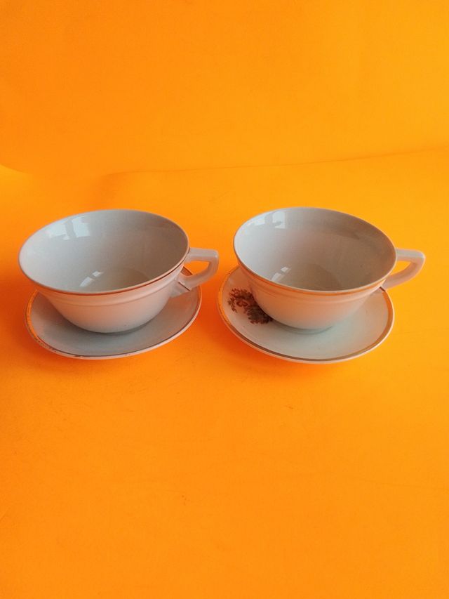 2 Tazas té porcelana dorada