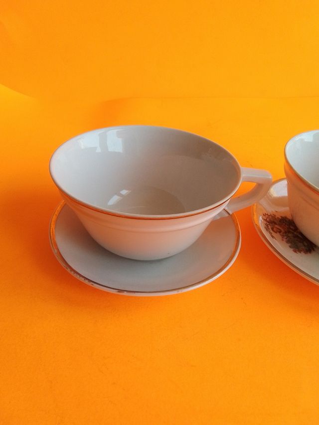 2 Tazas té porcelana dorada
