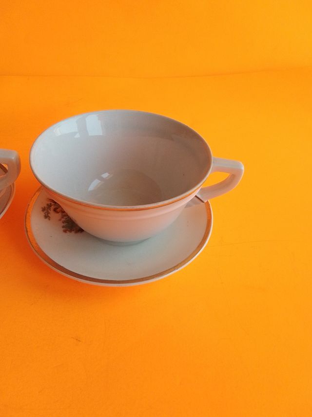 2 Tazas té porcelana dorada