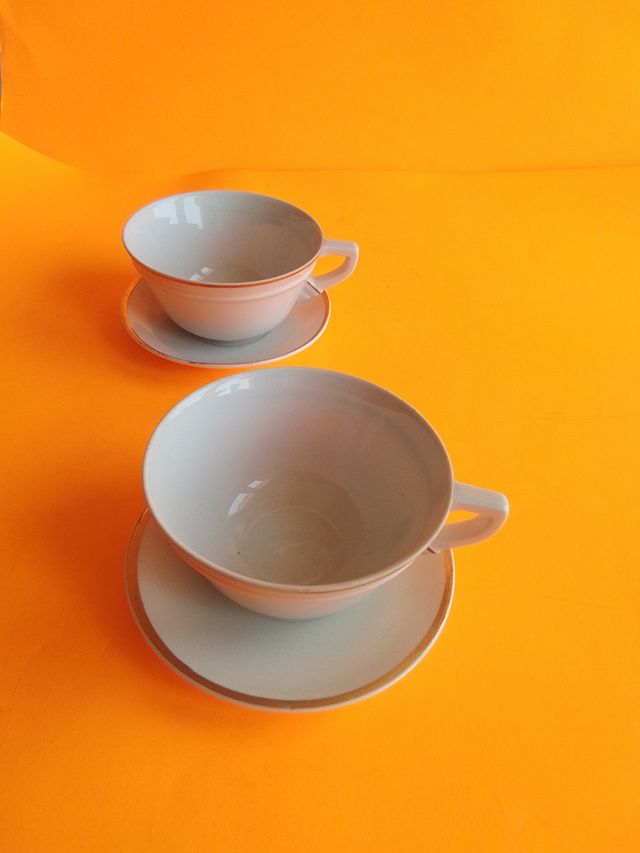2 Tazas té porcelana dorada