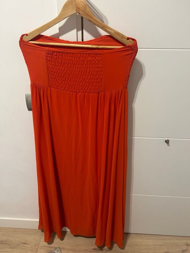 Vestido largo naranja fiesta con forro