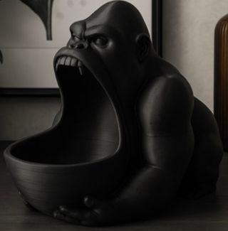 Statua Gorilla Portaoggetti 3D – Organizer Nero o