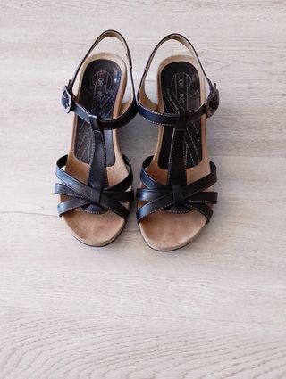 Sandalias Dorking piel, negro, 37, sin defectos 