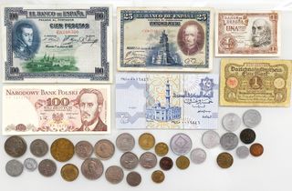 Monedas y Billetes antiguos, España,Alemania,etc.