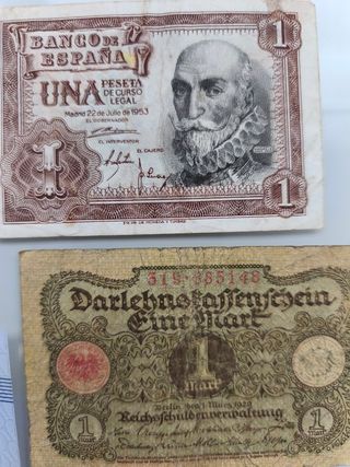 Monedas y Billetes antiguos, España,Alemania,etc.