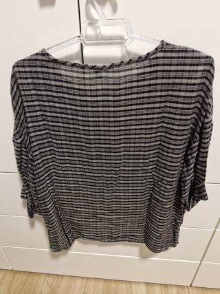 Camisa Benetton rayas gris-negro T-M