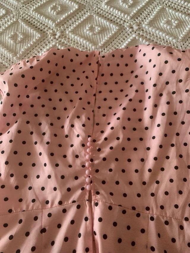 Vestido lunares rosa y negro