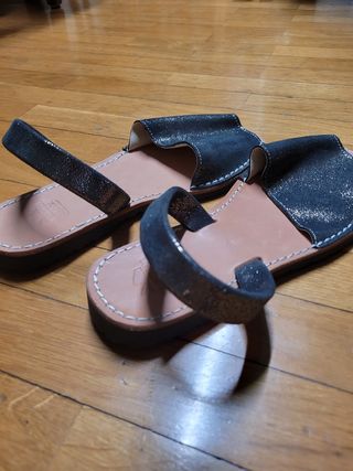 Avarcas Menorca negras c/plata 39