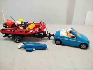 Playmobil: Lancha rescate + remolque + coche