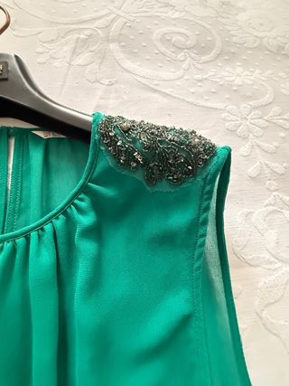 Vestito Zara verde smeraldo con perline 