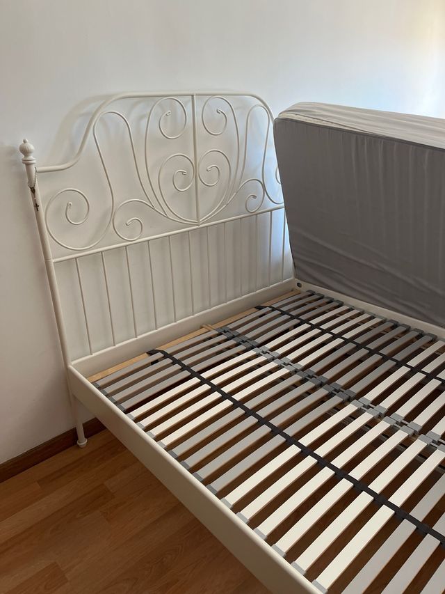 Cama individual metal blanca 1,40m