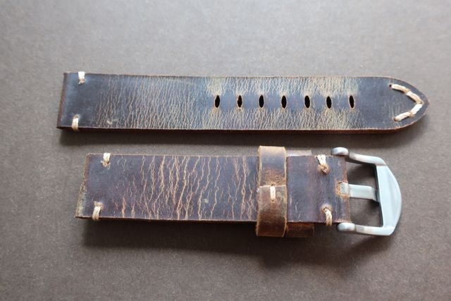 Correia de couro grossa 20mm Marrom Vintage