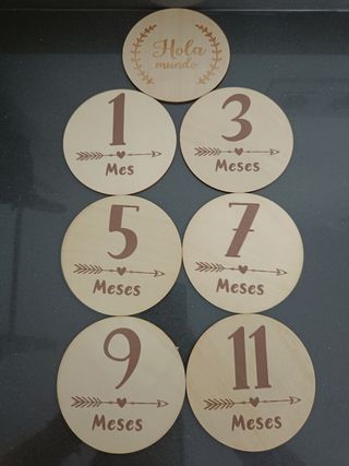 Tarjetas de madera meses bebé