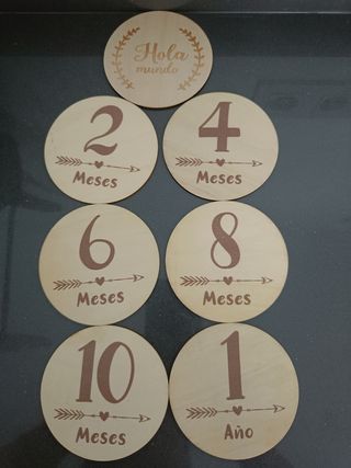 Tarjetas de madera meses bebé