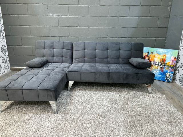 Sofá cama chaise longue gris