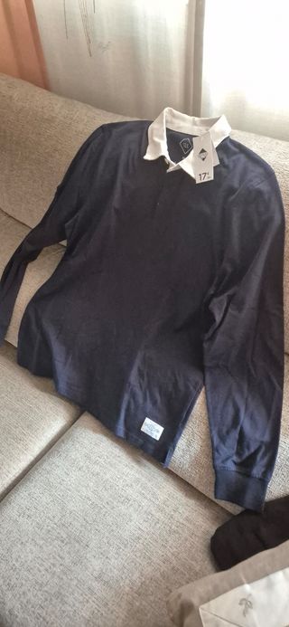 Polo manga larga Tex azul marino - M