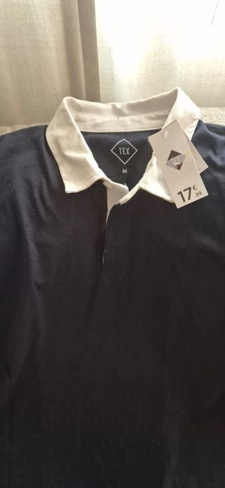 Polo manga larga Tex azul marino - M