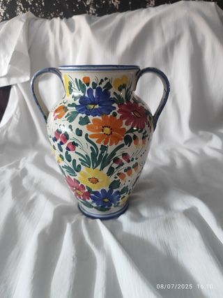 Jarrón Cerámica Vintage Flores