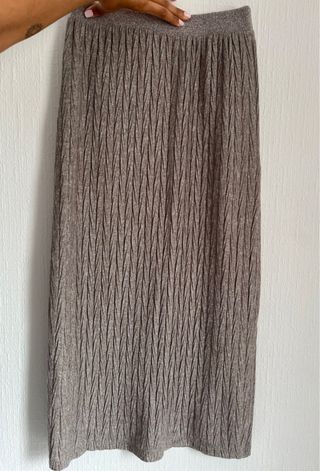 Falda midi cable marrón-gris