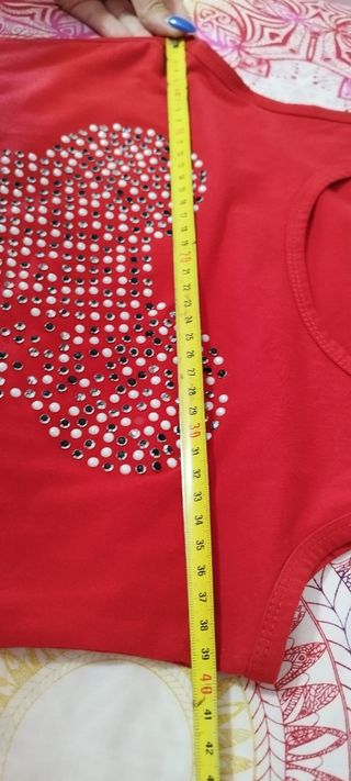 Conjunto top rojo & shorts denim