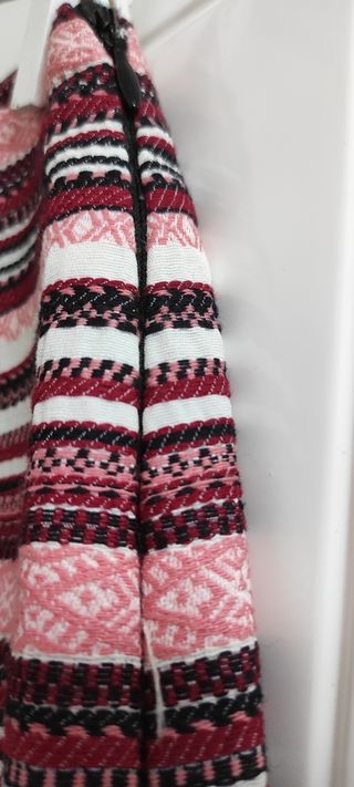 Minifalda rayas coral, negra y blanca